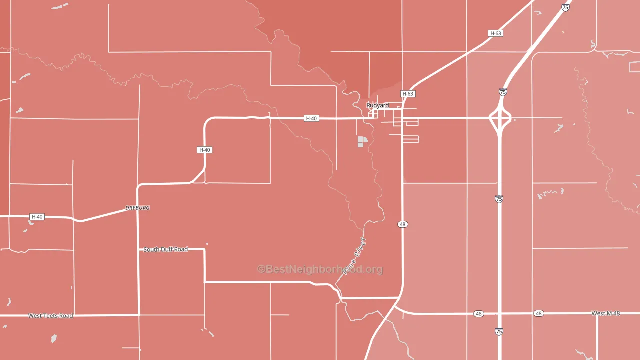 Dryburg, MI block-group political-lean map