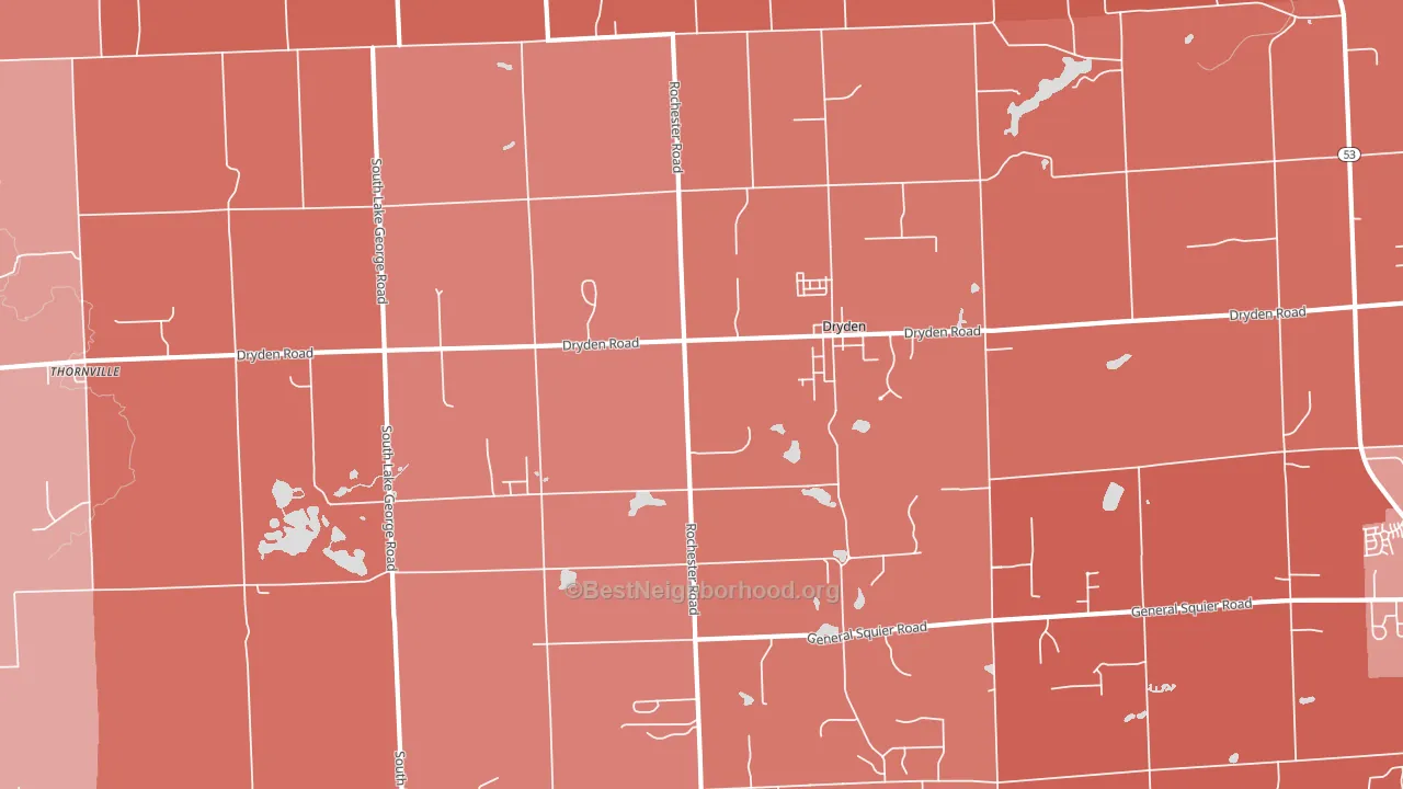 Dryden, MI block-group political-lean map