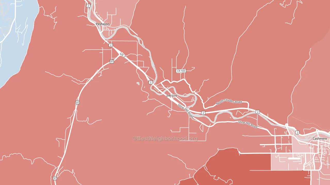 Dryden, WA block-group political-lean map
