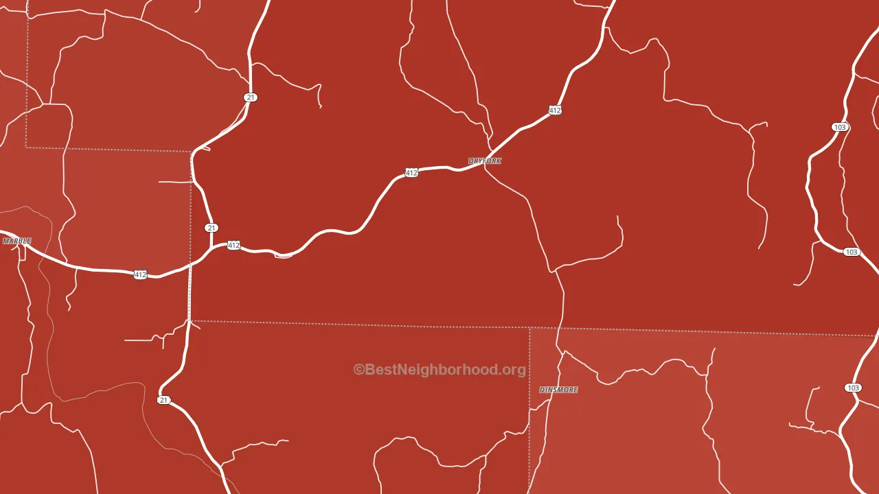 Dryfork, AR block-group political-lean map