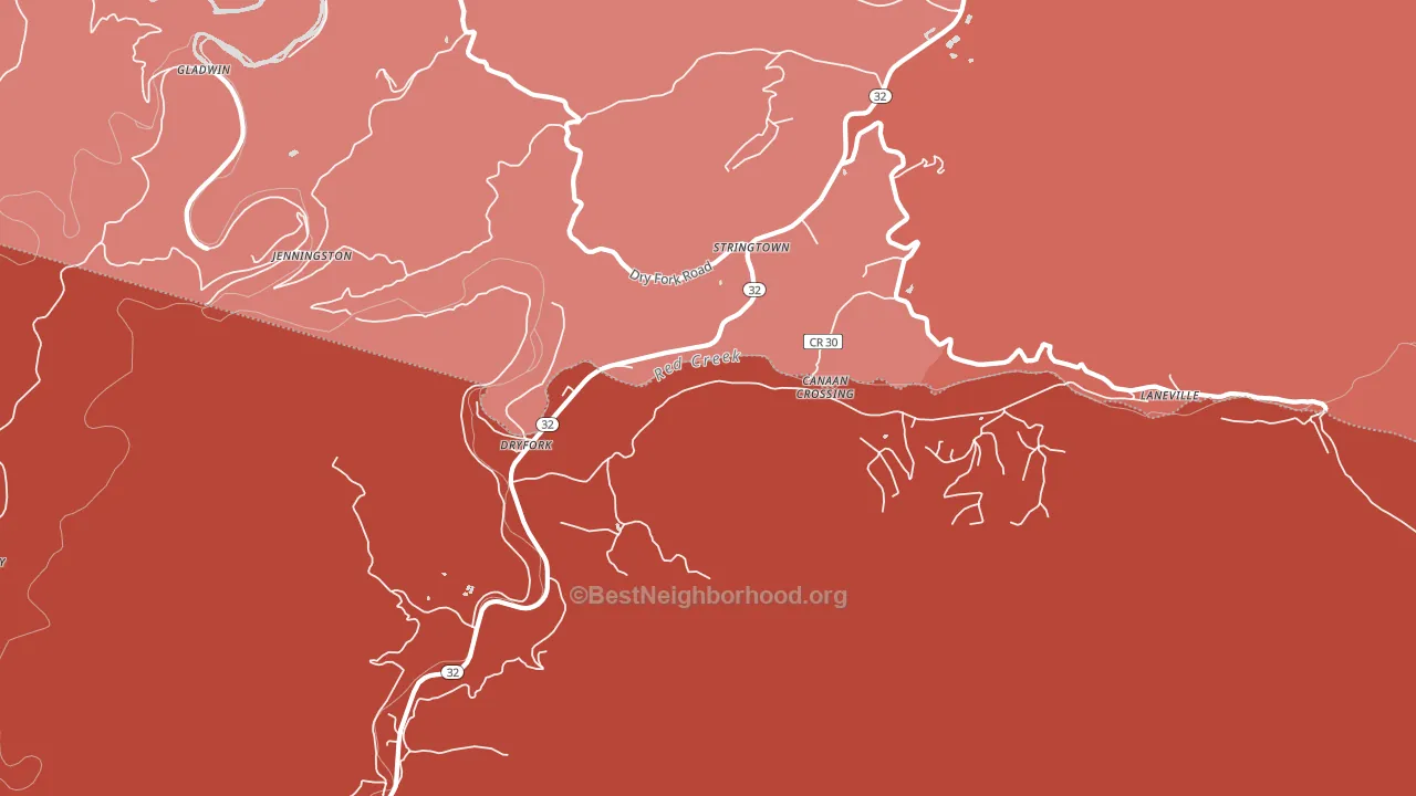 Dryfork, WV block-group political-lean map