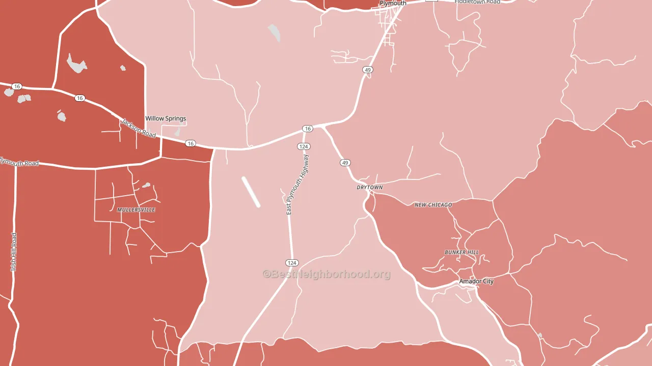 Drytown, CA block-group political-lean map