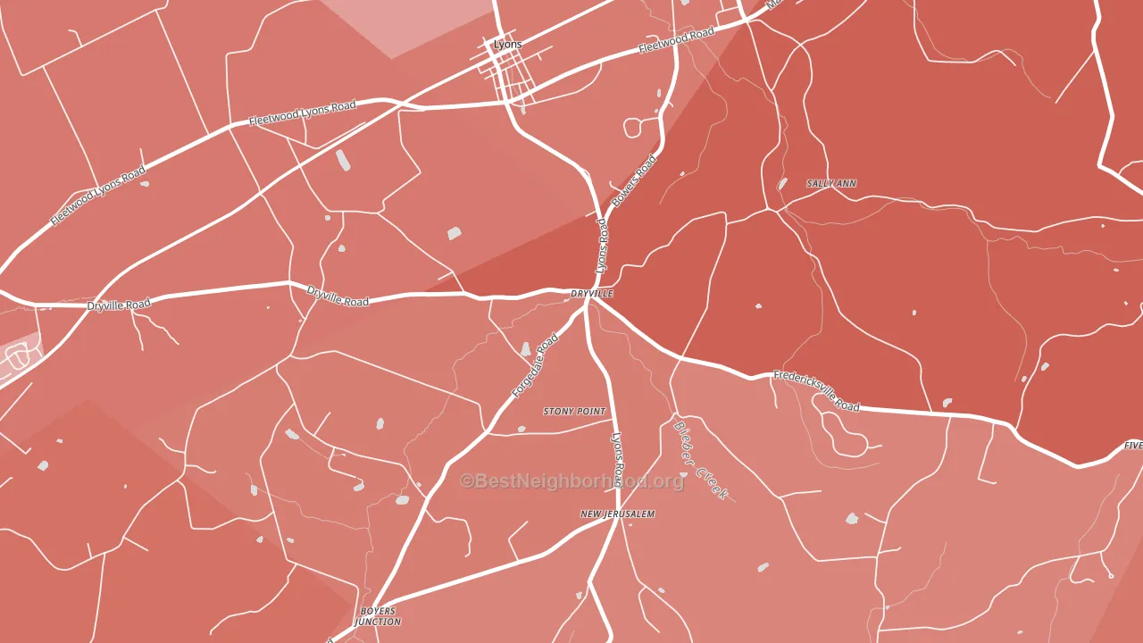 Dryville, PA block-group political-lean map