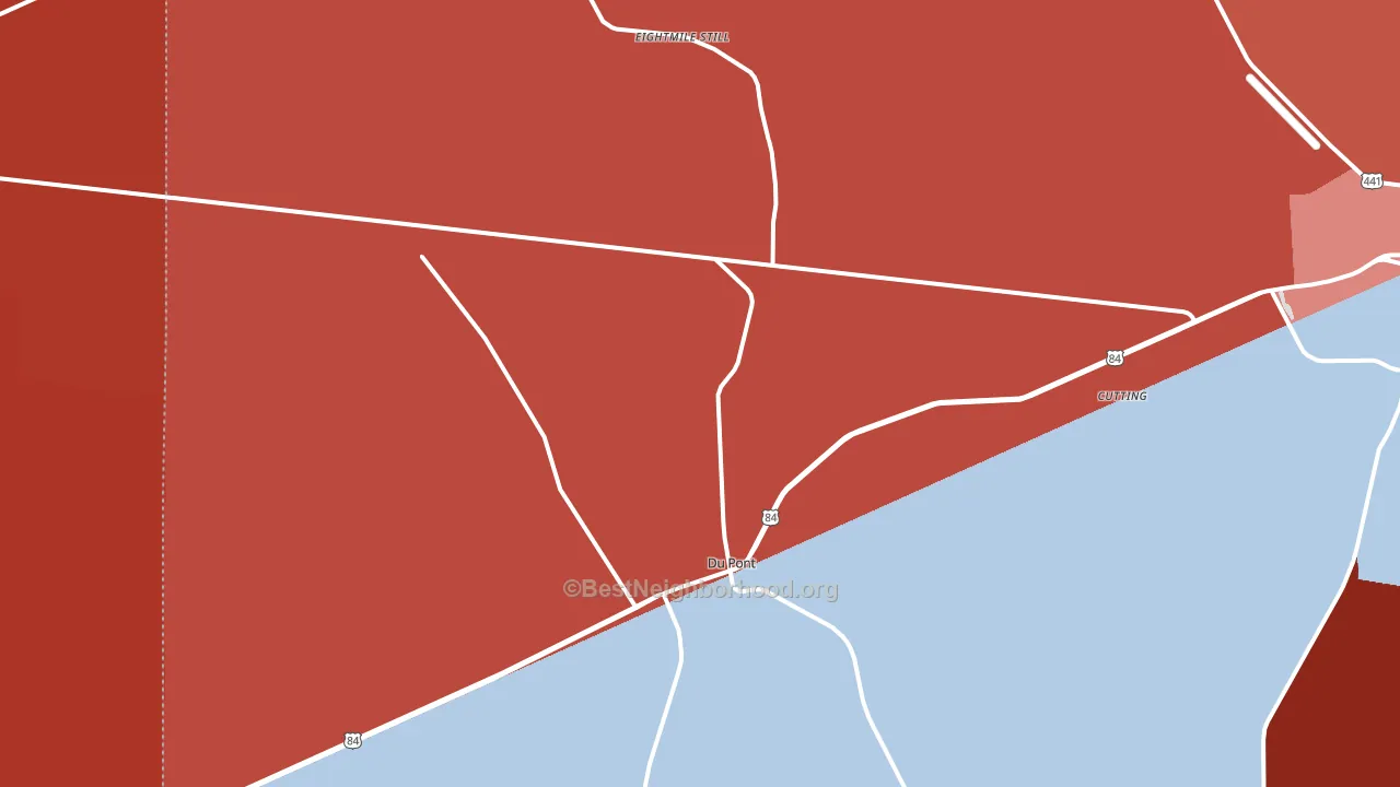 Du Pont, GA block-group political-lean map
