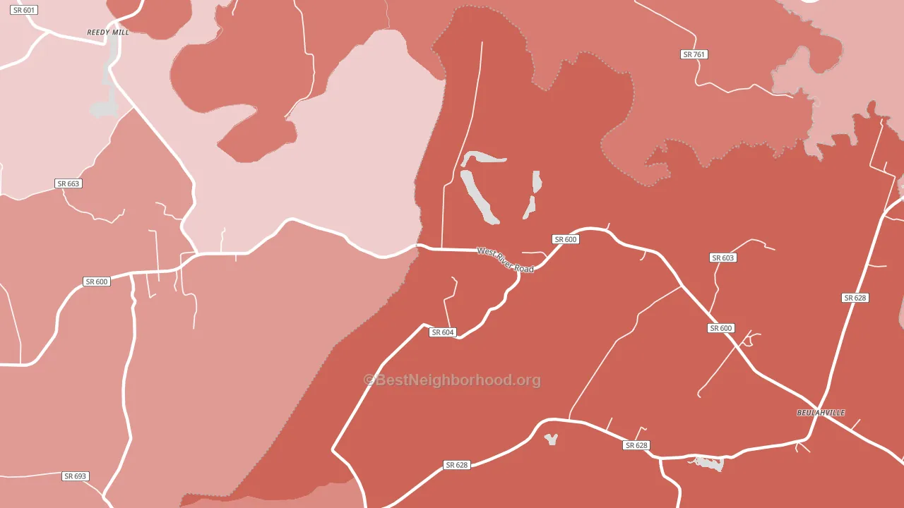 Duane, VA block-group political-lean map