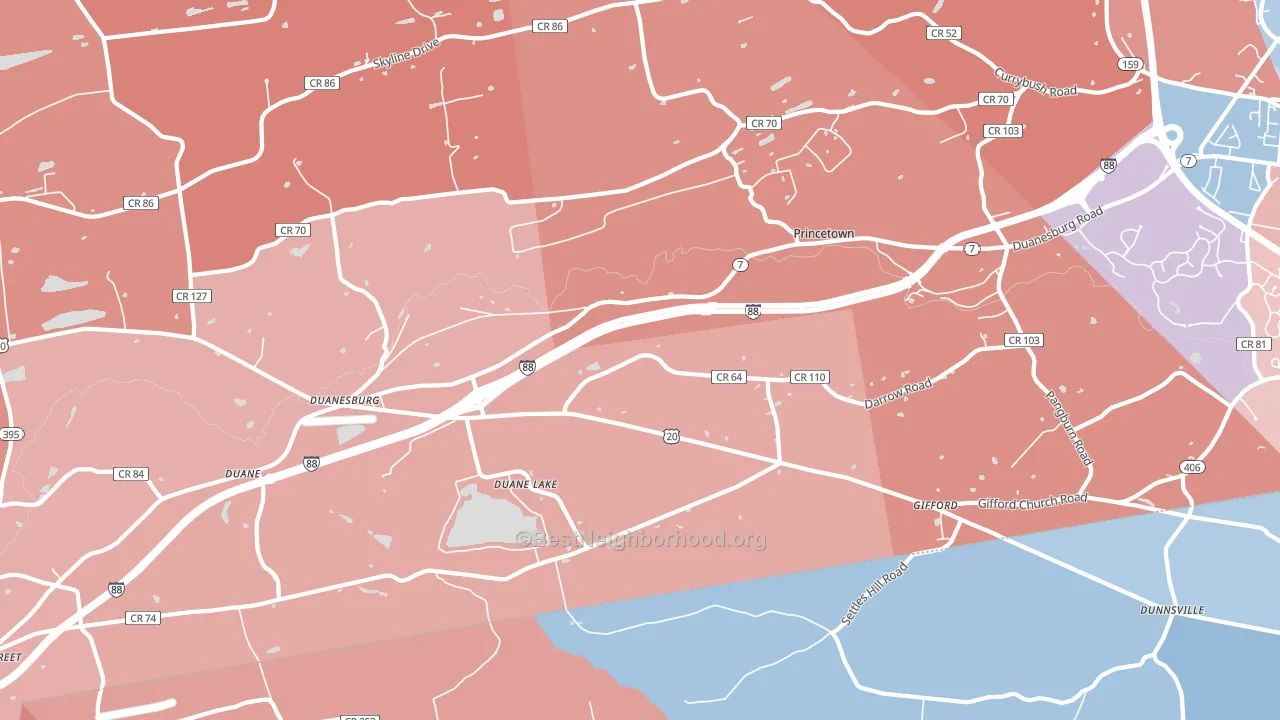 Duanesburg, NY block-group political-lean map