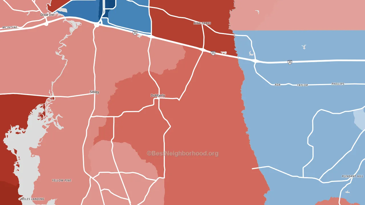 Dubberly, LA block-group political-lean map