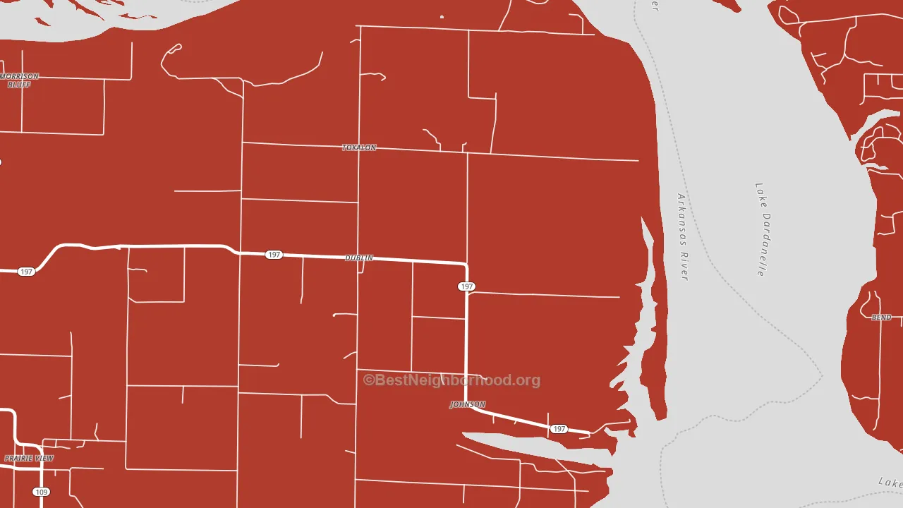 Dublin, AR block-group political-lean map