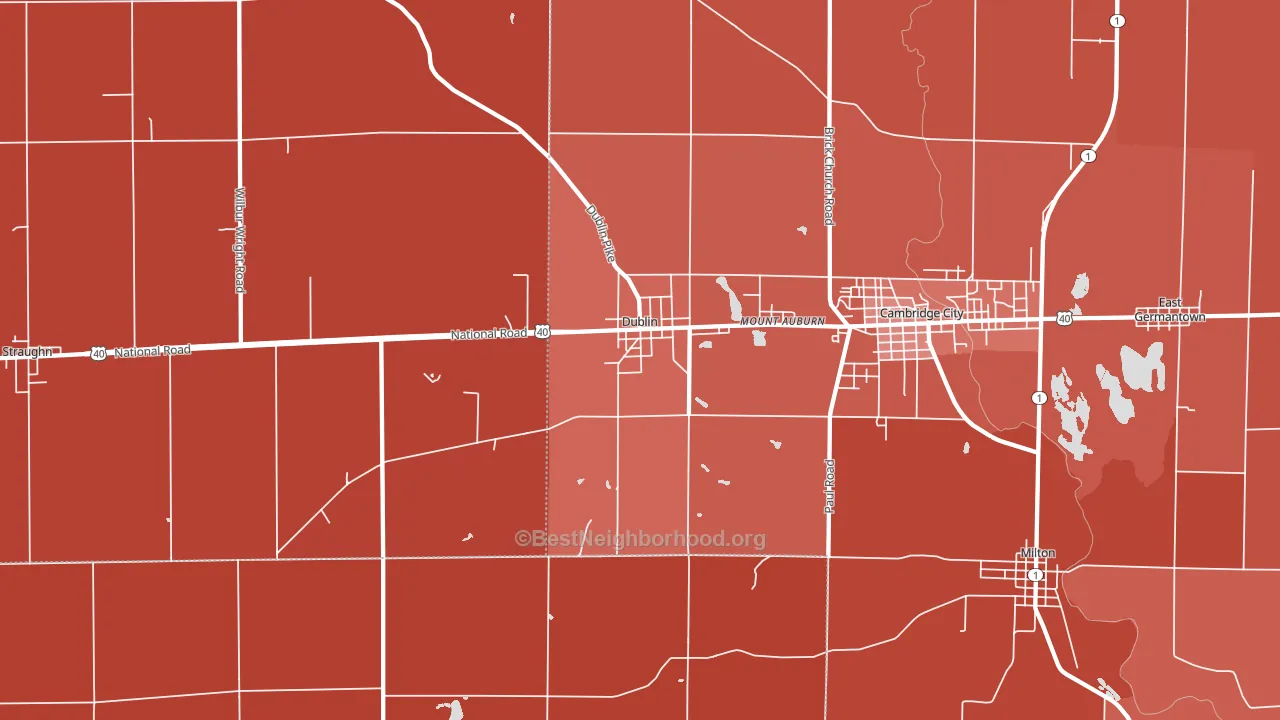 Dublin, IN block-group political-lean map