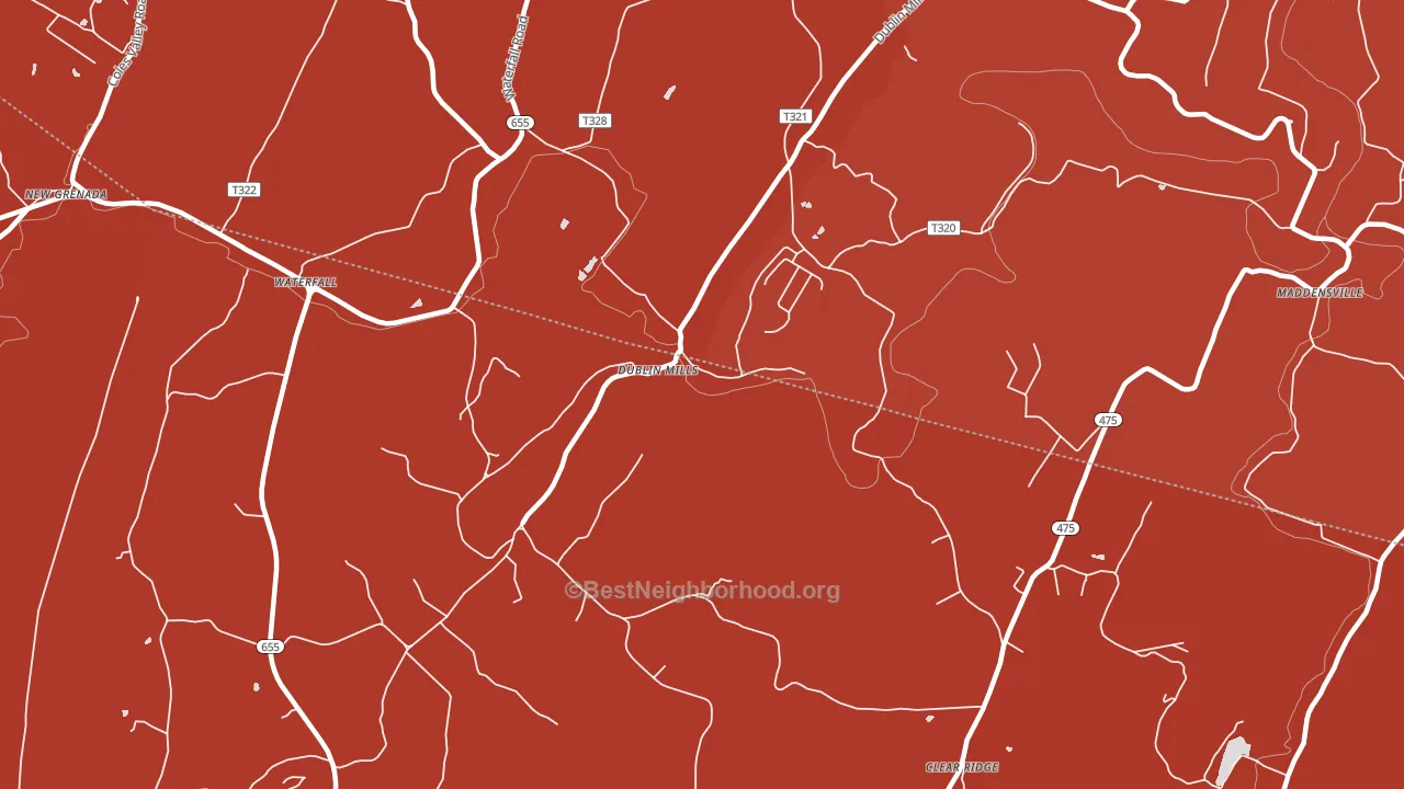 Dublin Mills, PA block-group political-lean map