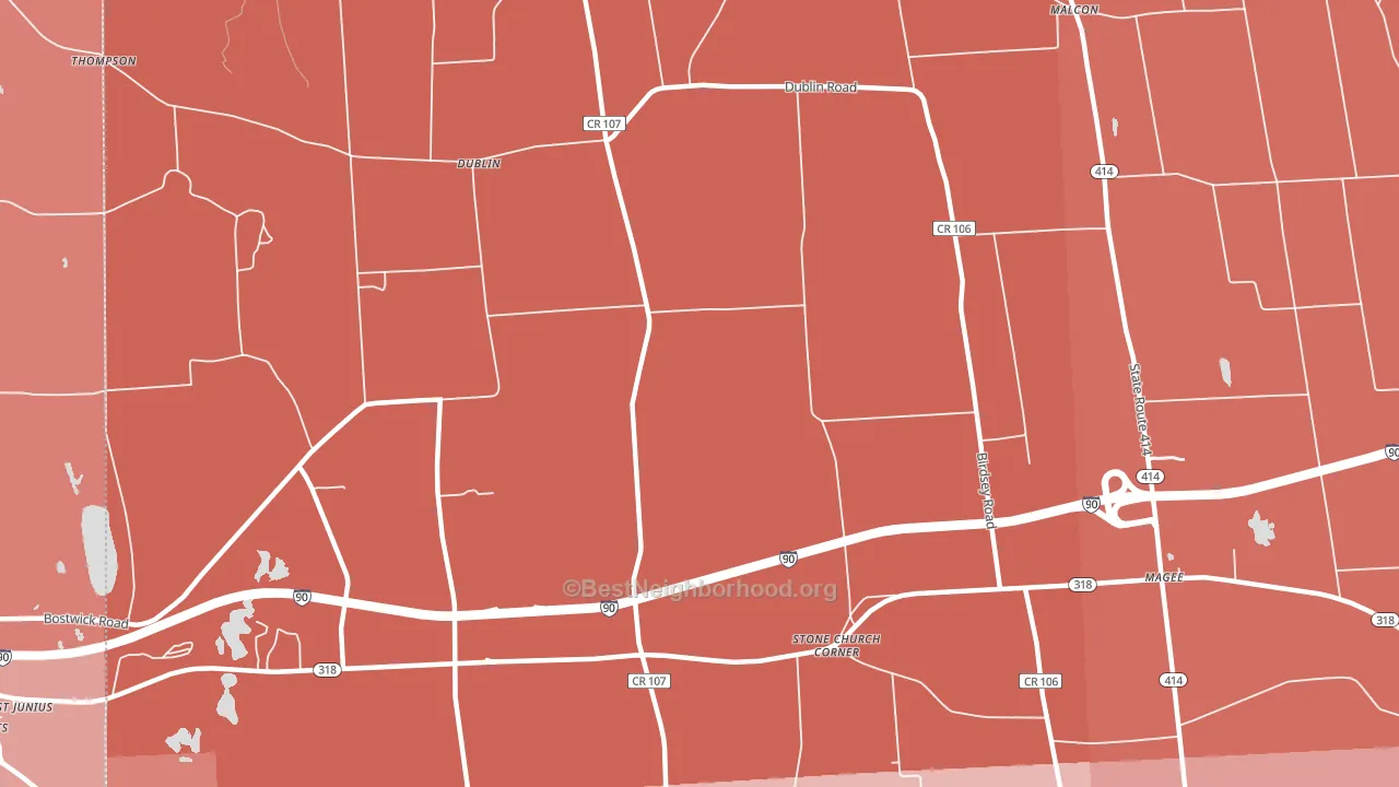 Dublin, NY block-group political-lean map