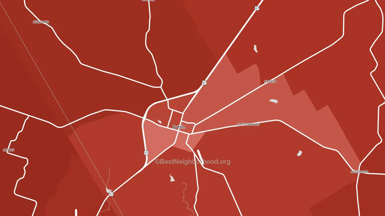 Dublin, TX block-group political-lean map