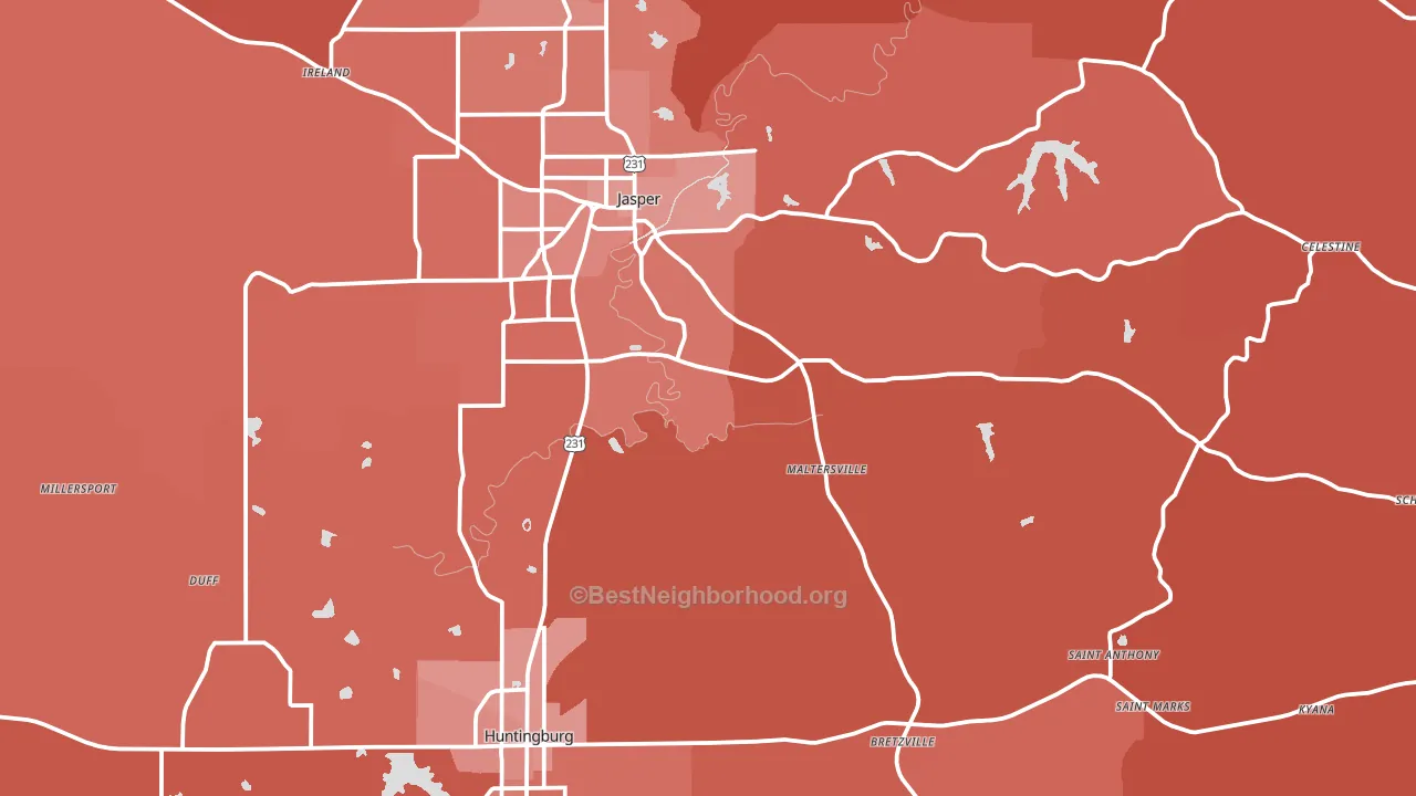Dubois County, IN block-group political-lean map