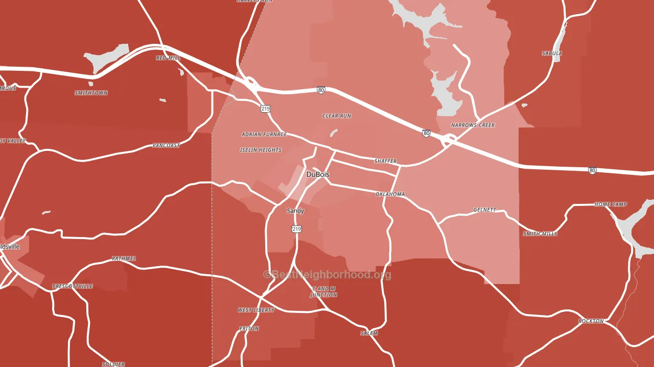 Dubois, PA block-group political-lean map