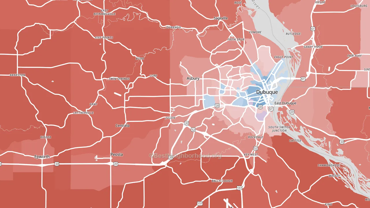 Dubuque County, IA block-group political-lean map