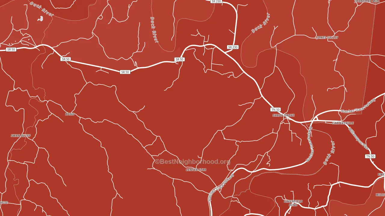 Duck River, TN block-group political-lean map