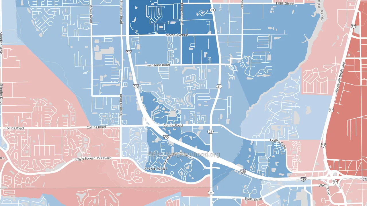 Duclay, Jacksonville, FL block-group political-lean map