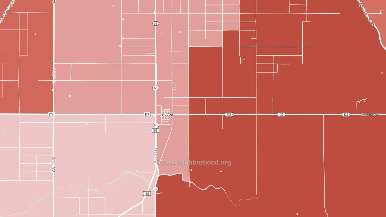 Ducor, CA block-group political-lean map