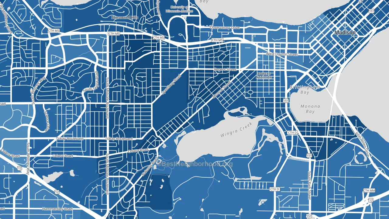 Dudgeon-Monroe, Madison, WI block-group political-lean map