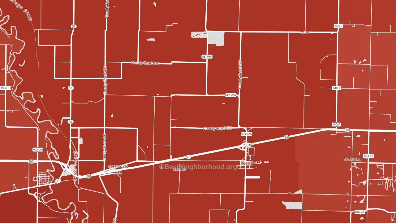 Dudley, MO block-group political-lean map