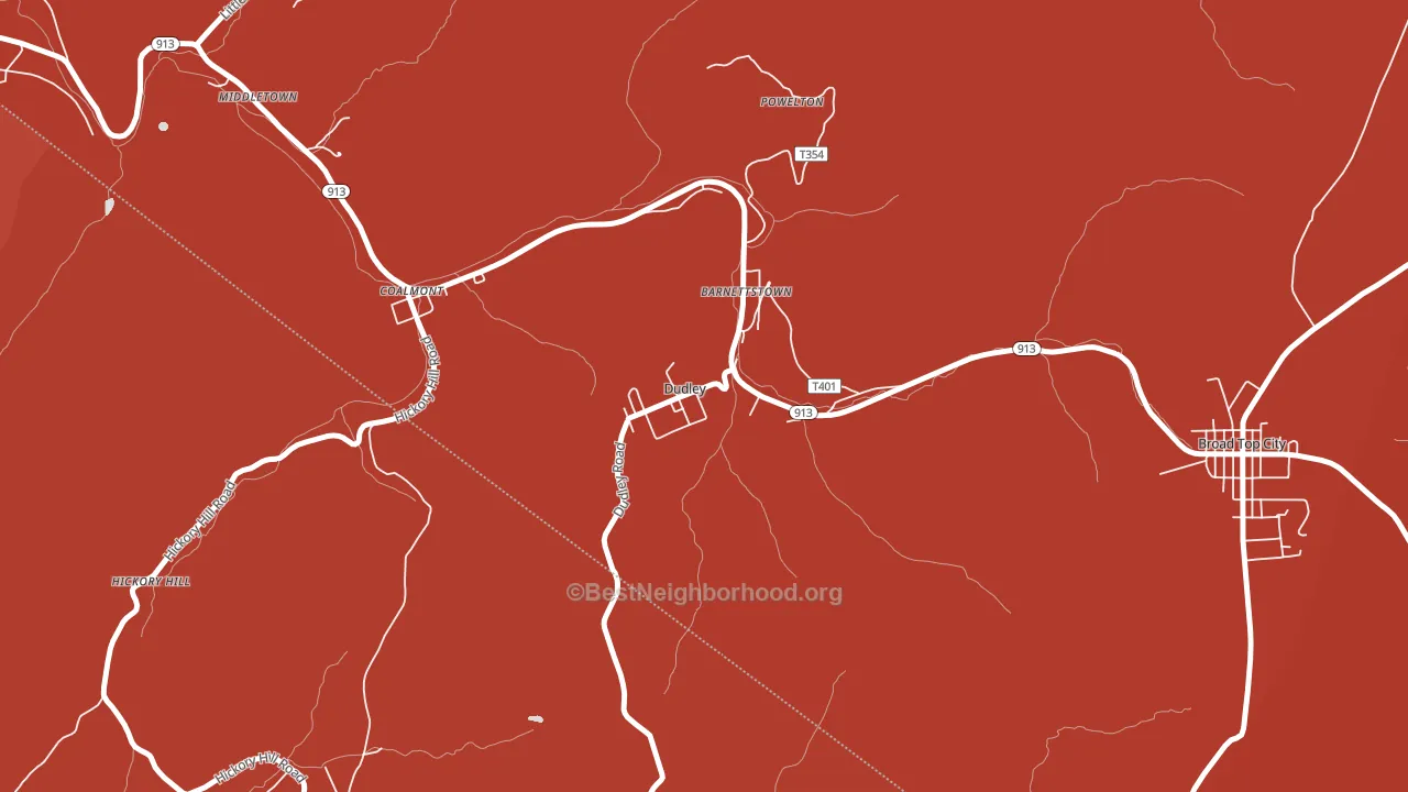 Dudley, PA block-group political-lean map