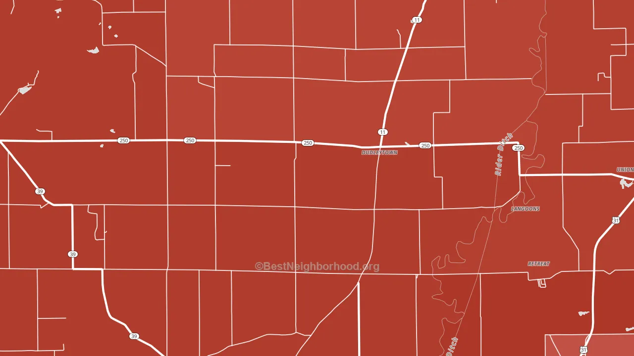 Dudleytown, IN block-group political-lean map