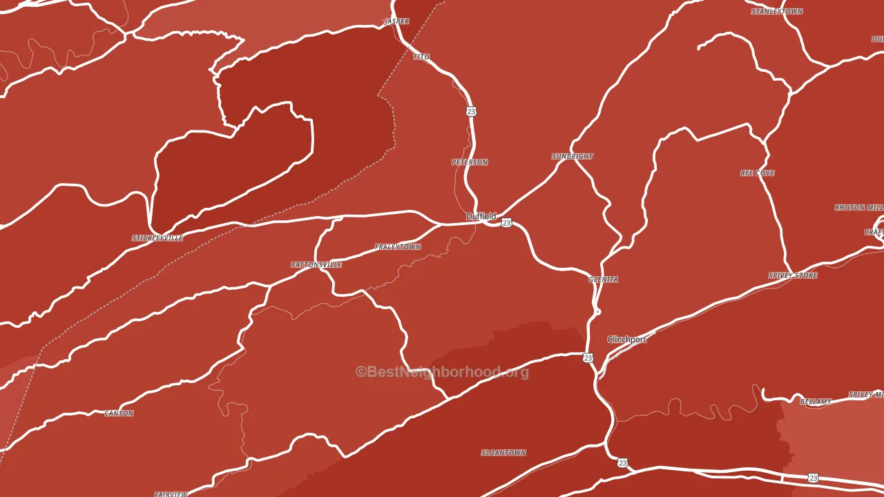 Duffield, VA block-group political-lean map