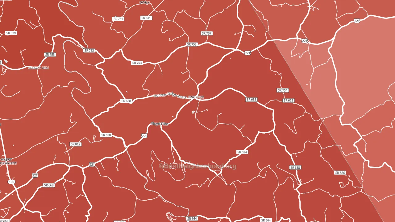 Dugspur, VA block-group political-lean map