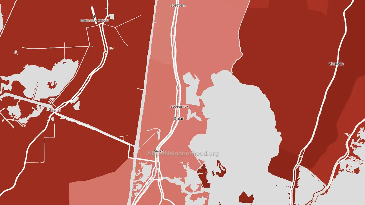 Dulac, LA block-group political-lean map