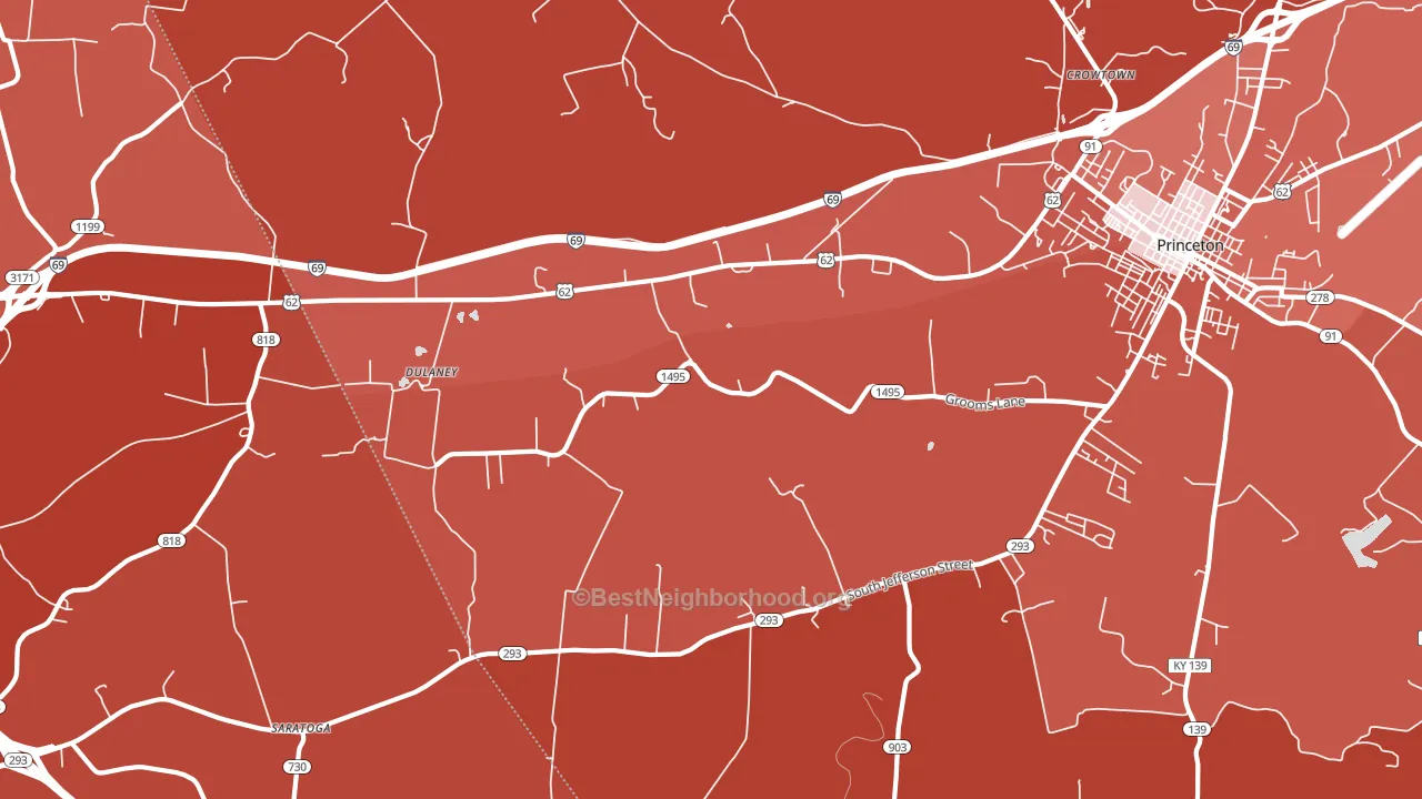Dulaney, KY block-group political-lean map