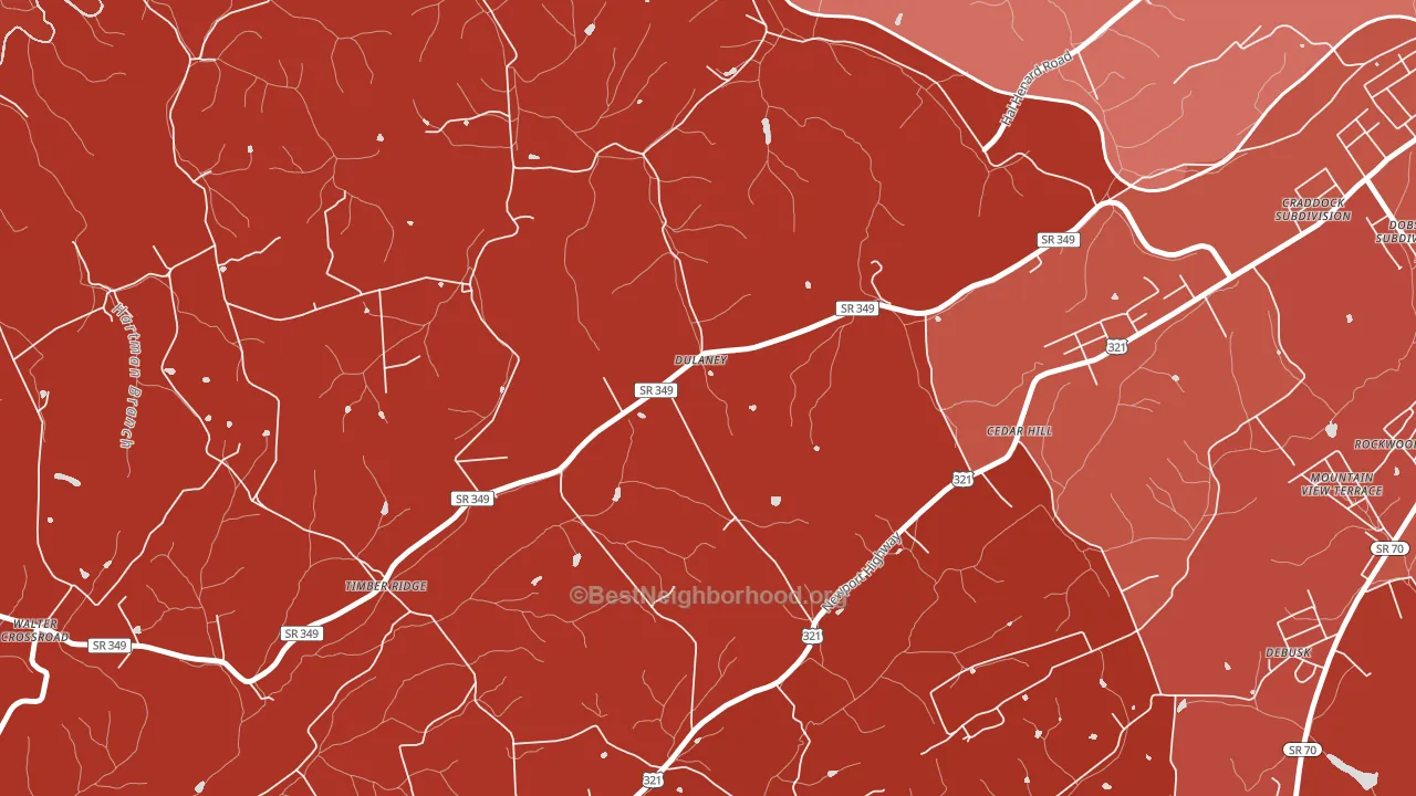 Dulaney, TN block-group political-lean map