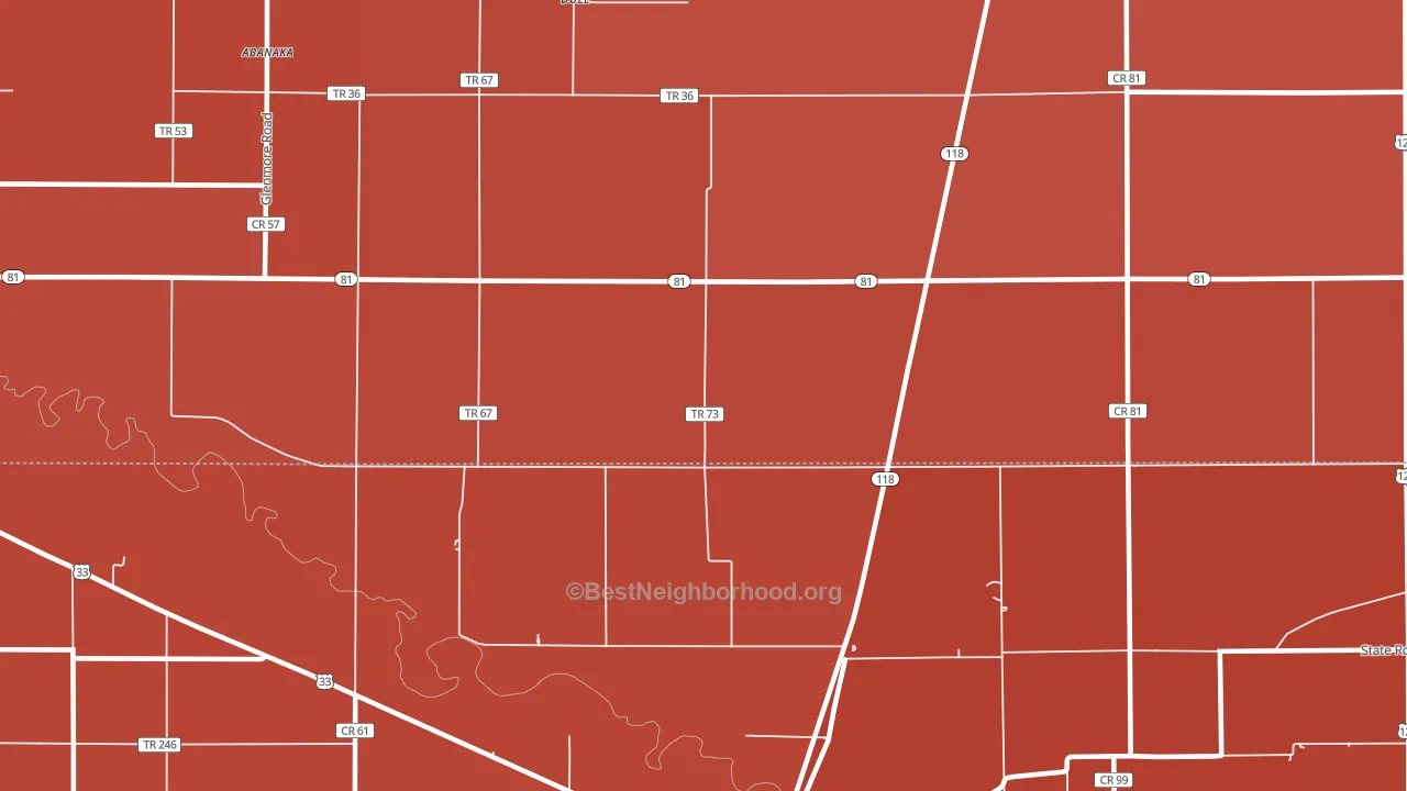 Dull, OH block-group political-lean map