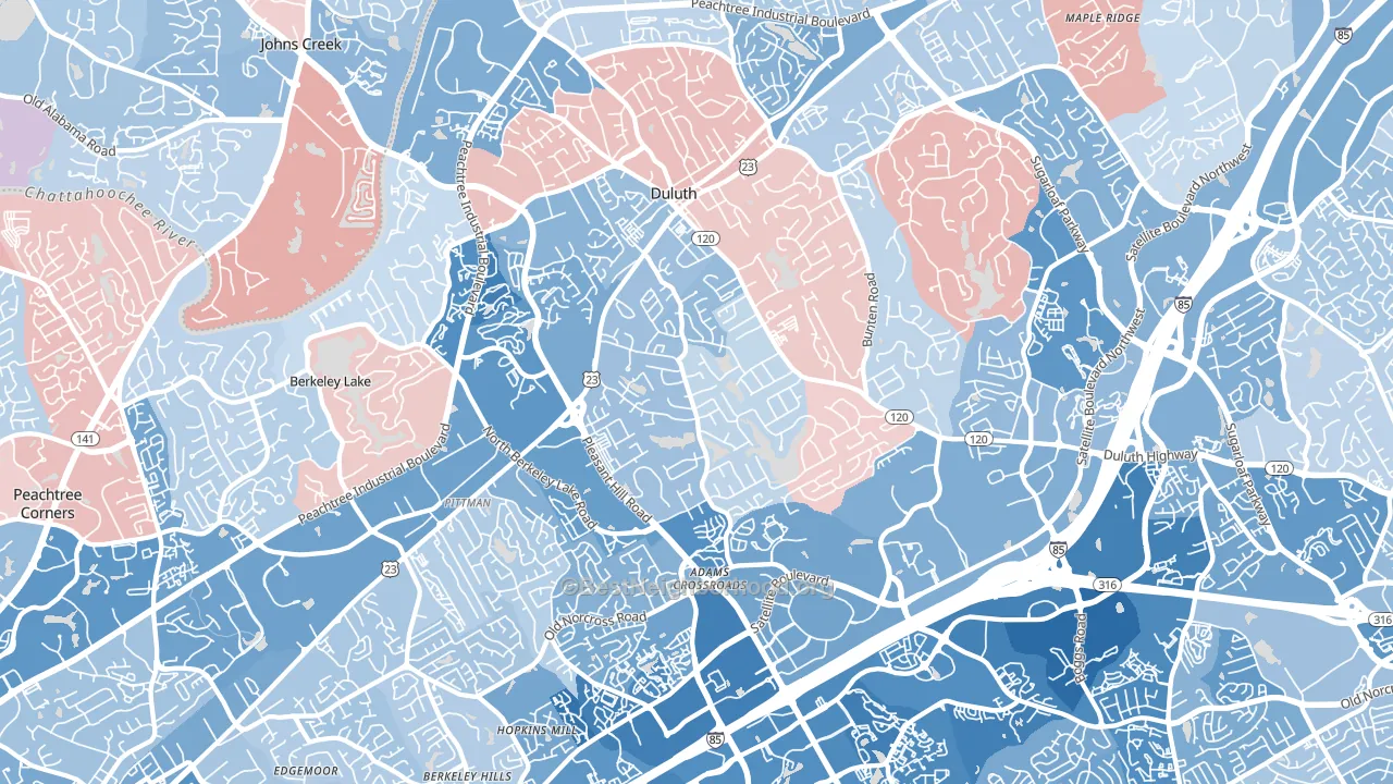 Duluth, GA block-group political-lean map