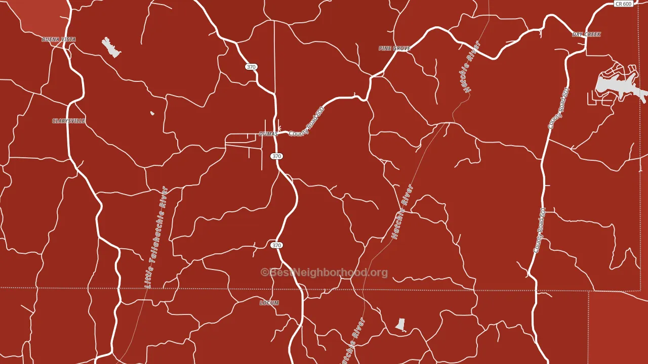 Dumas, MS block-group political-lean map