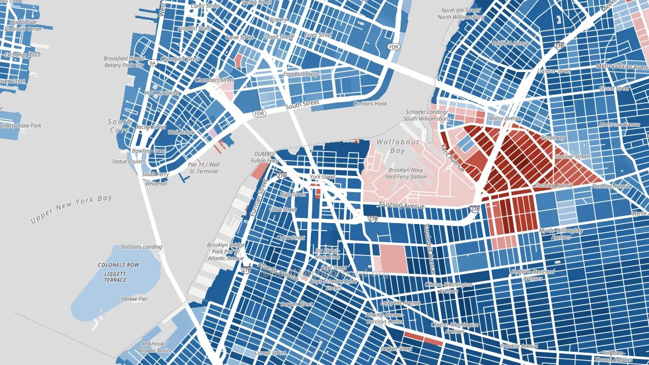 Dumbo, Brooklyn, NY block-group political-lean map