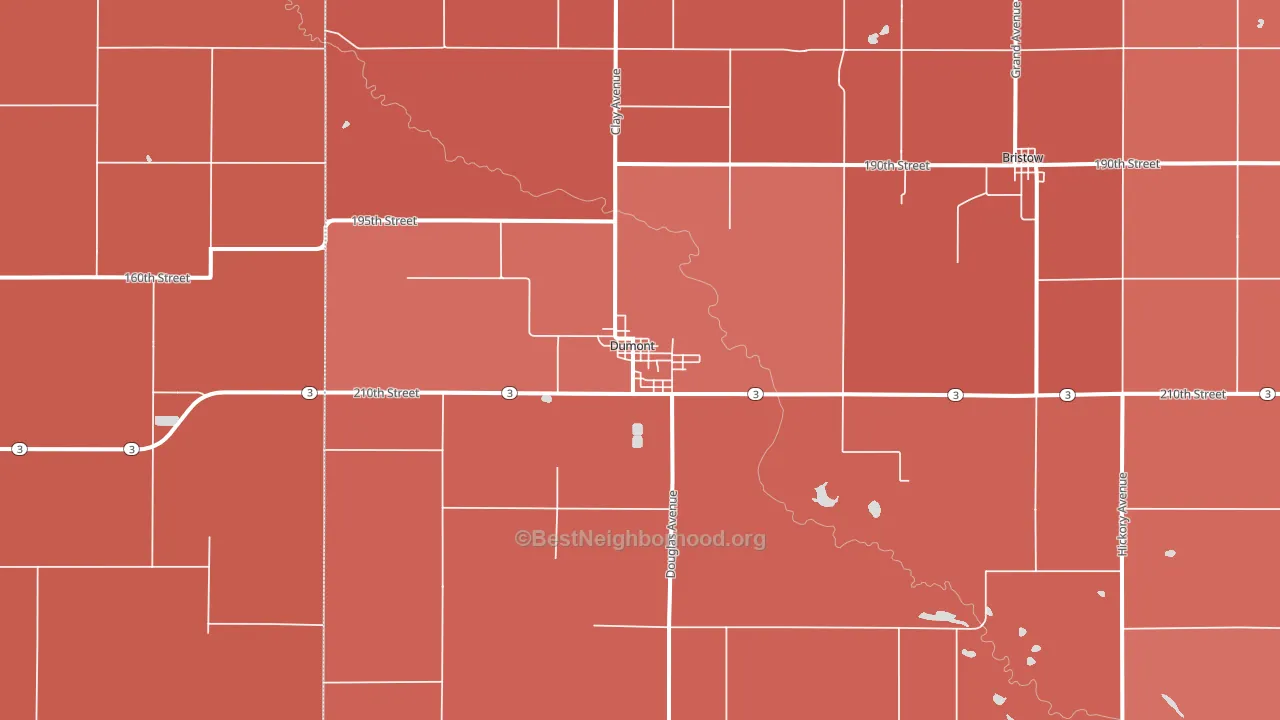 Dumont, IA block-group political-lean map
