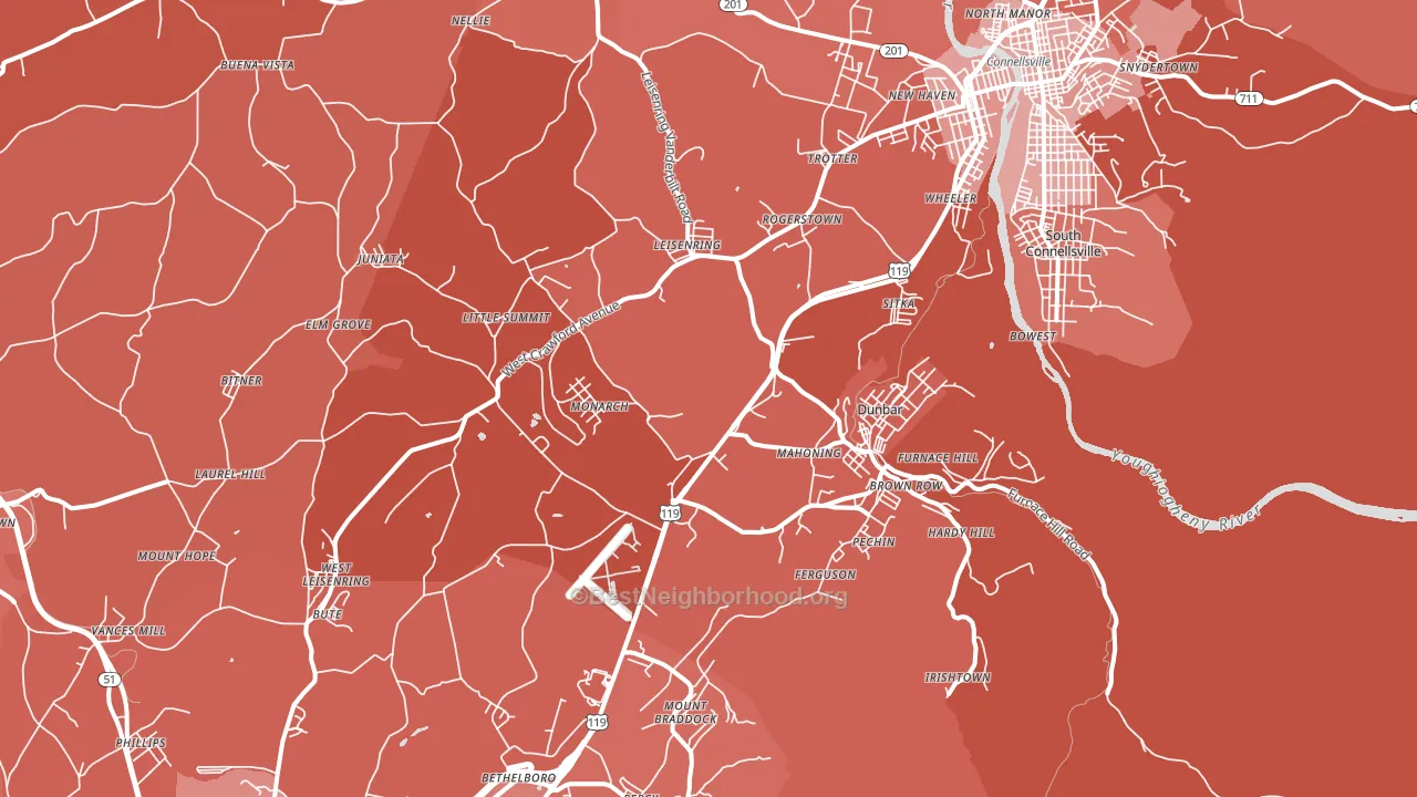 Dunbar, PA block-group political-lean map