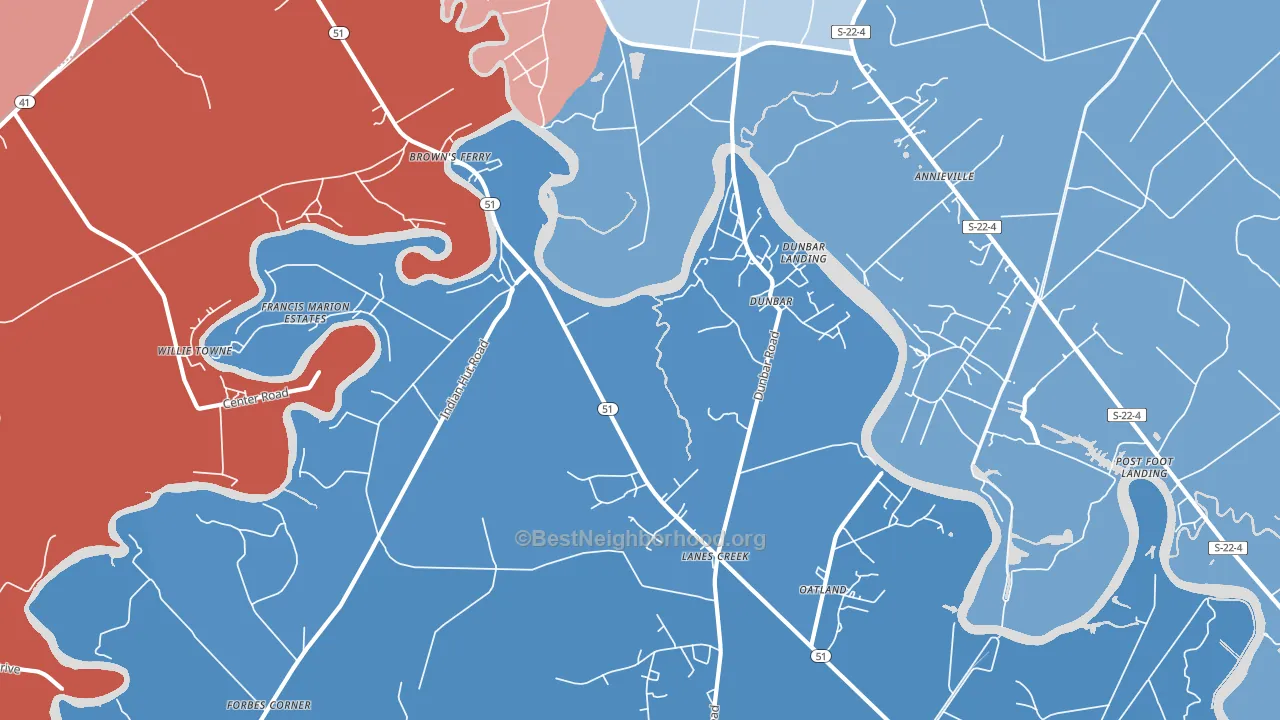 Dunbar, SC block-group political-lean map