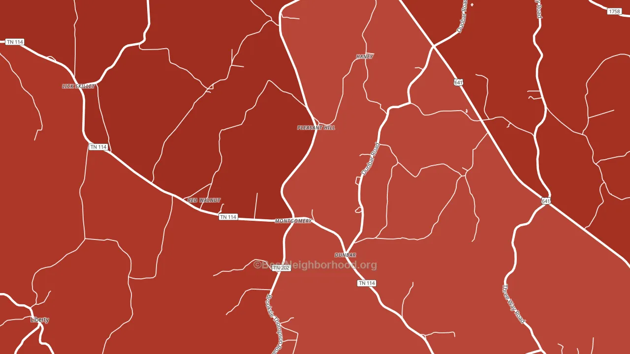 Dunbar, TN block-group political-lean map