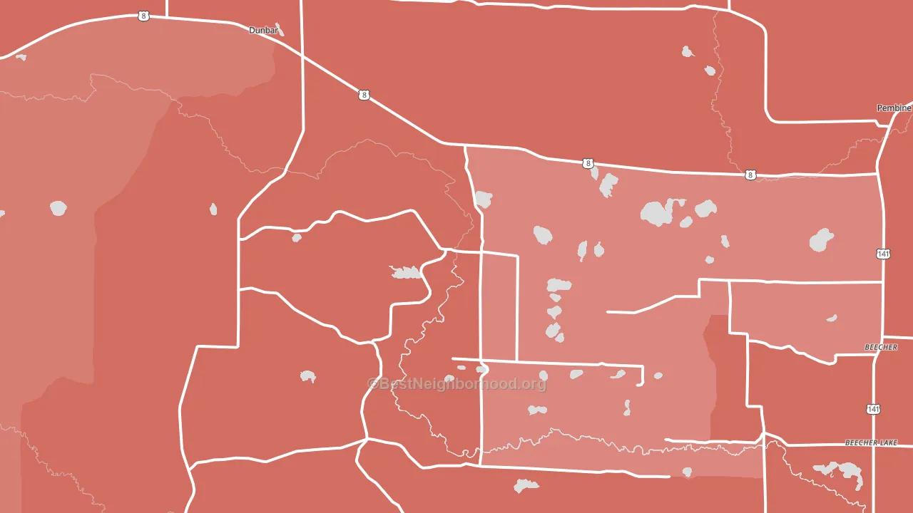 Dunbar, WI block-group political-lean map
