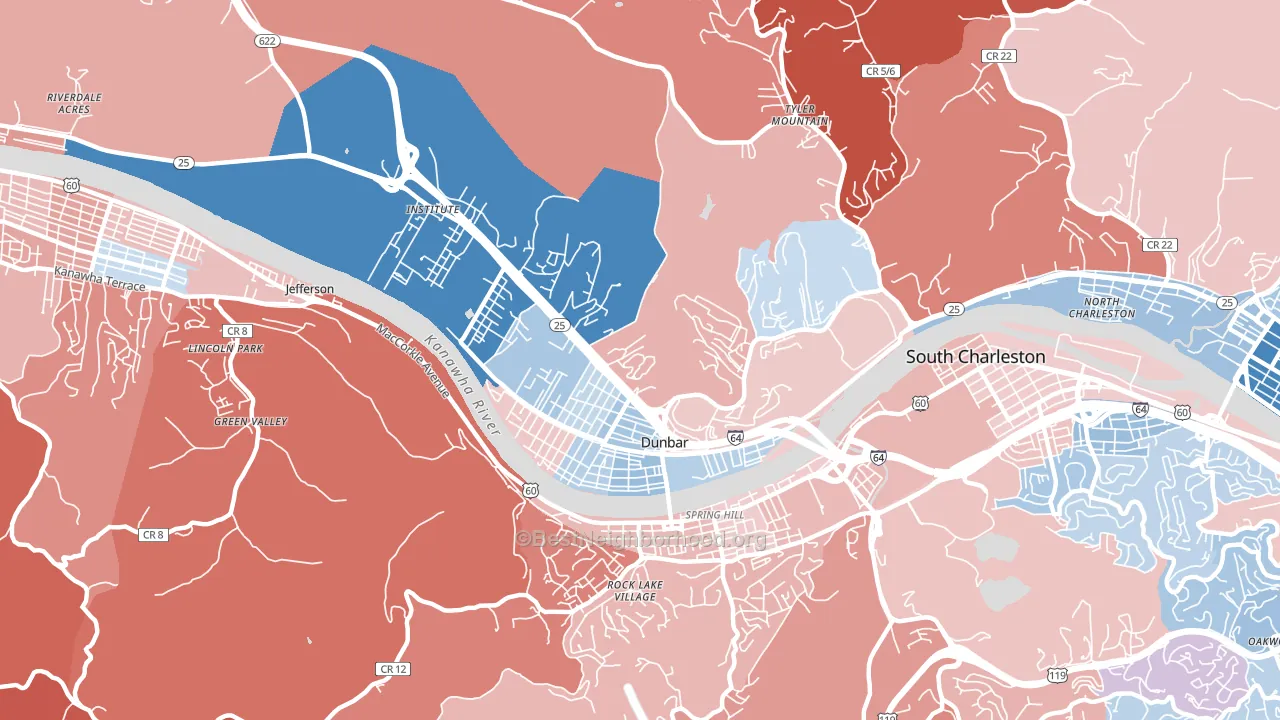 Dunbar, WV block-group political-lean map