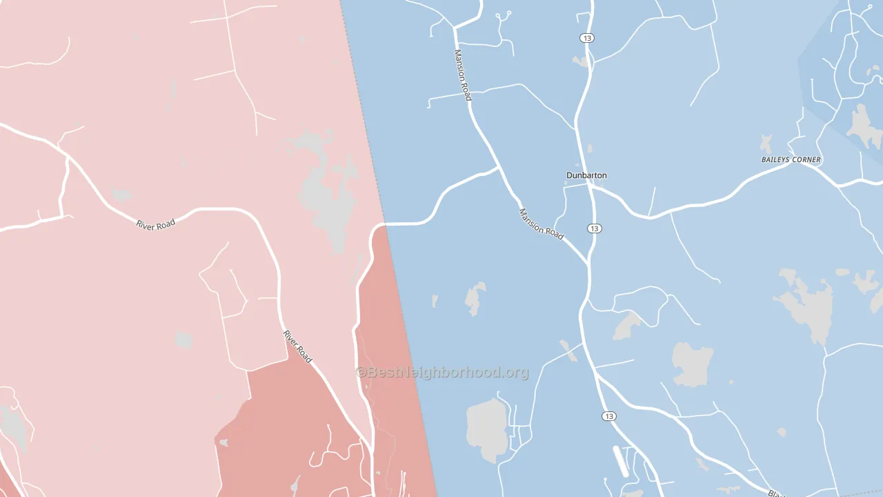 Dunbarton Center, NH block-group political-lean map