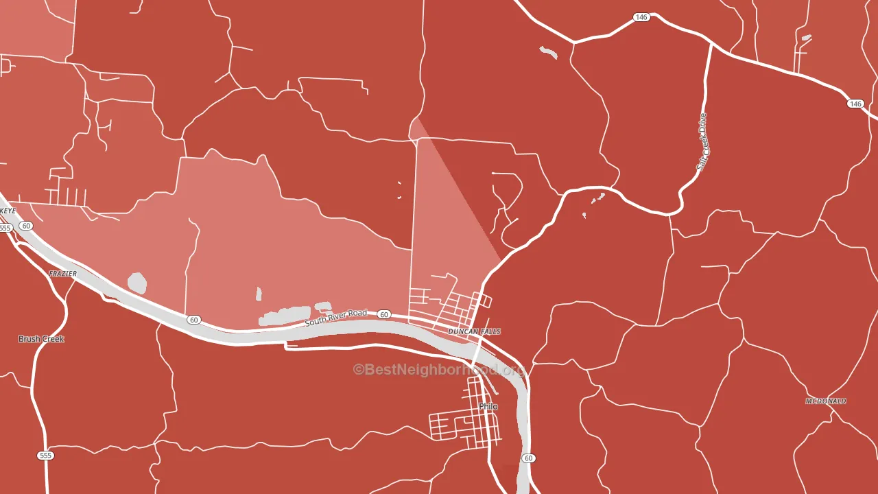 Duncan Falls, OH block-group political-lean map