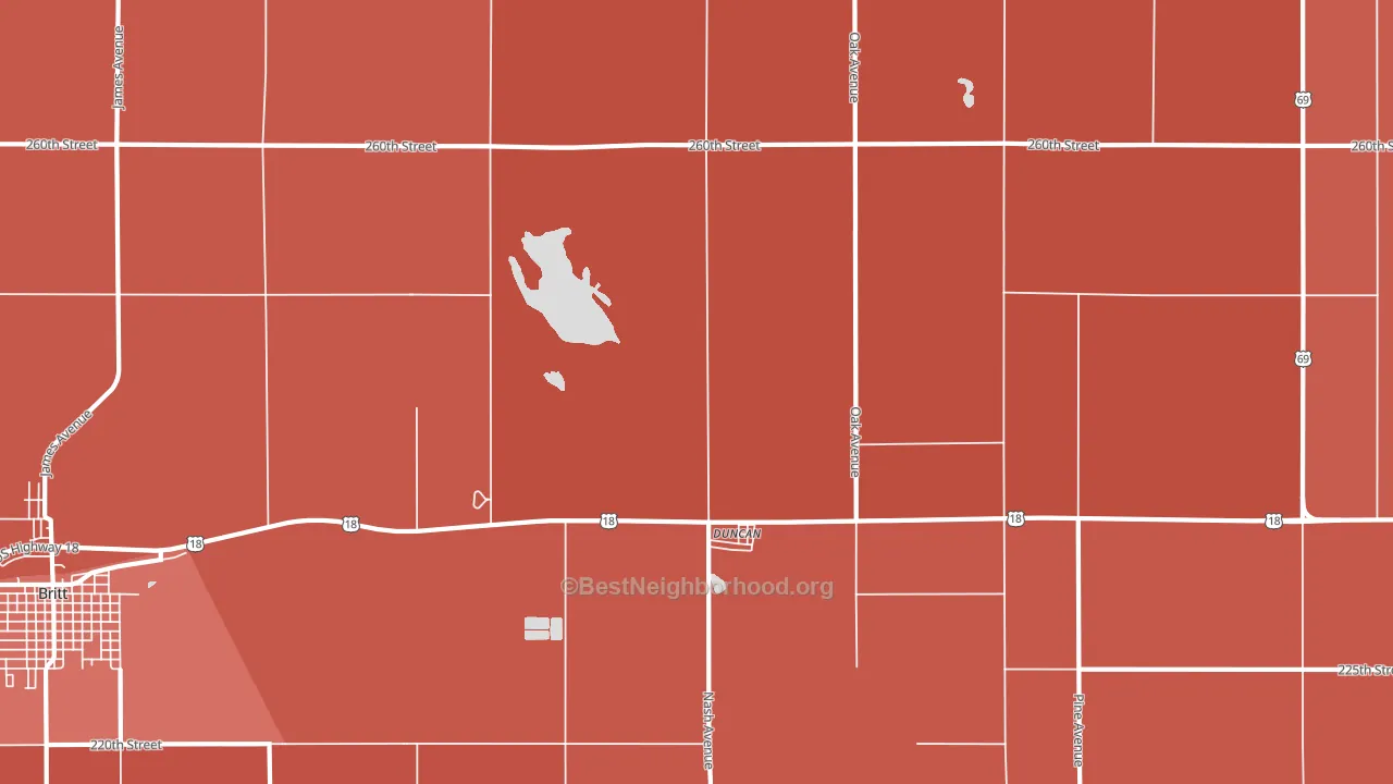 Duncan, IA block-group political-lean map