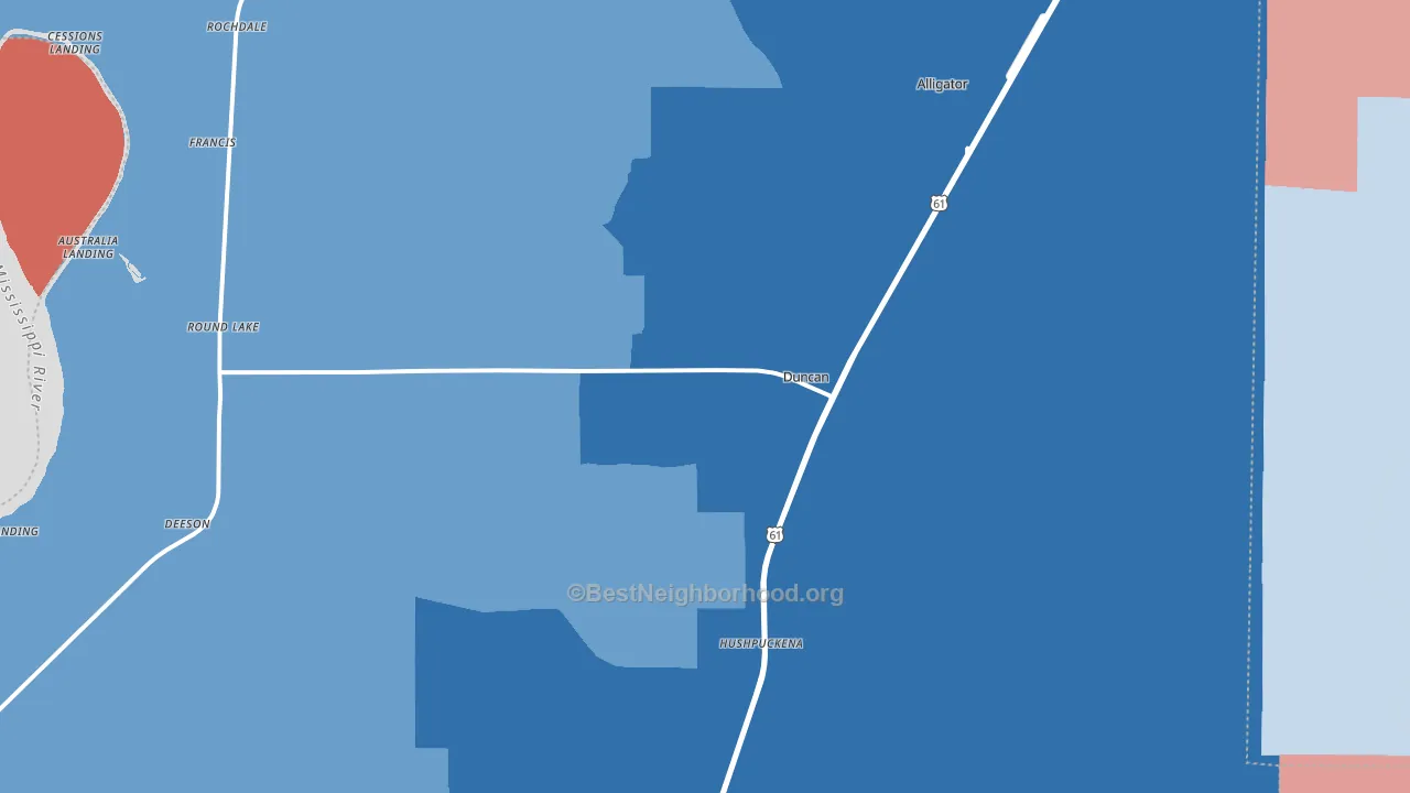Duncan, MS block-group political-lean map