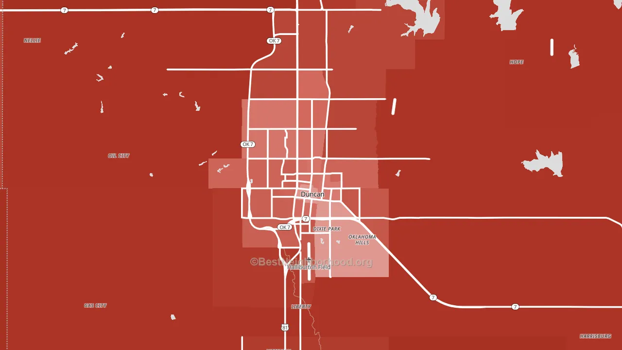 Duncan, OK block-group political-lean map