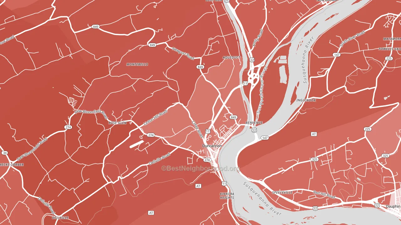 Duncannon, PA block-group political-lean map