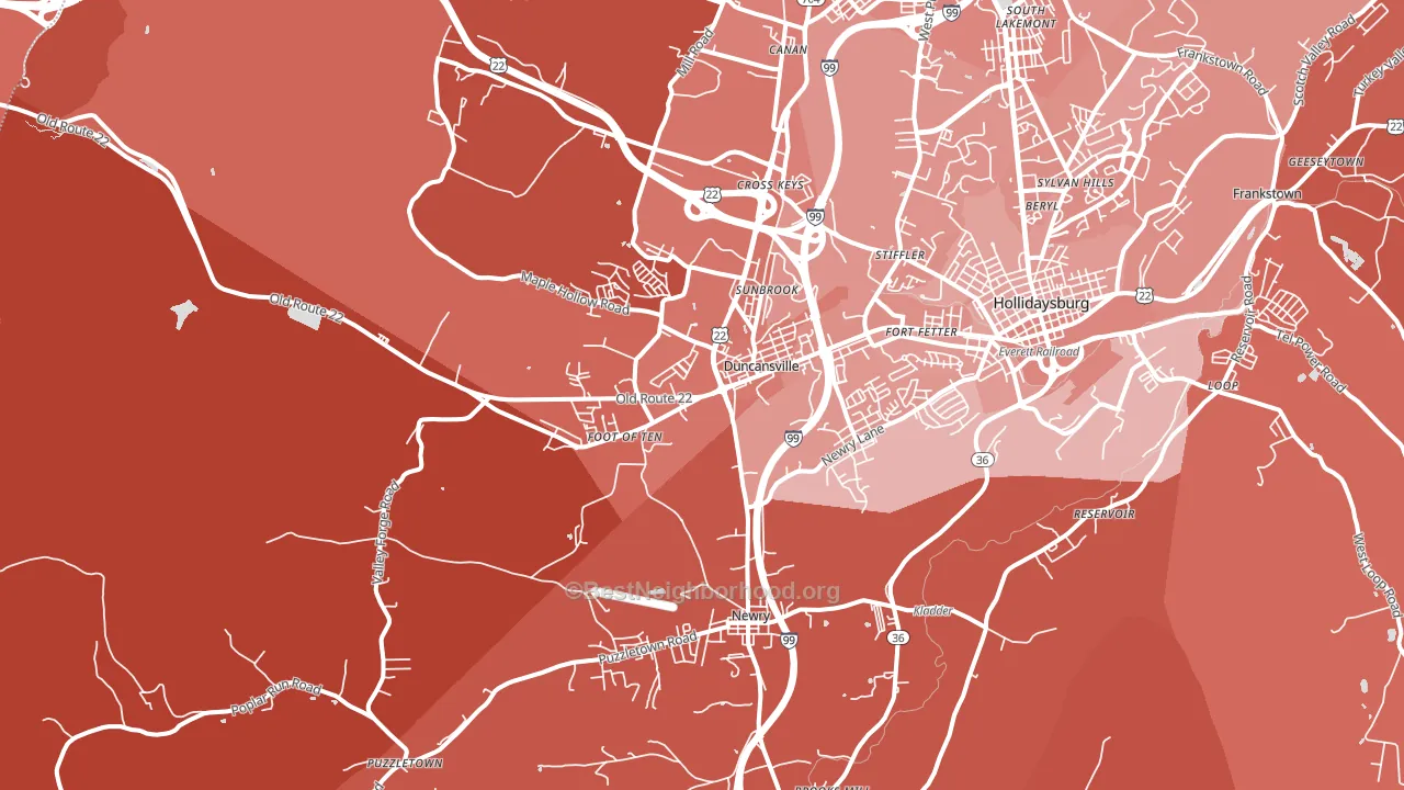 Duncansville, PA block-group political-lean map
