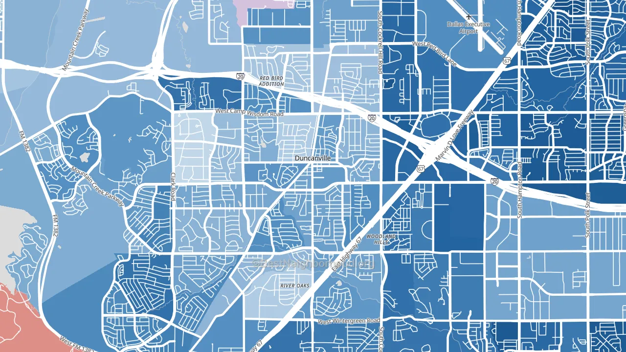 Duncanville, TX block-group political-lean map