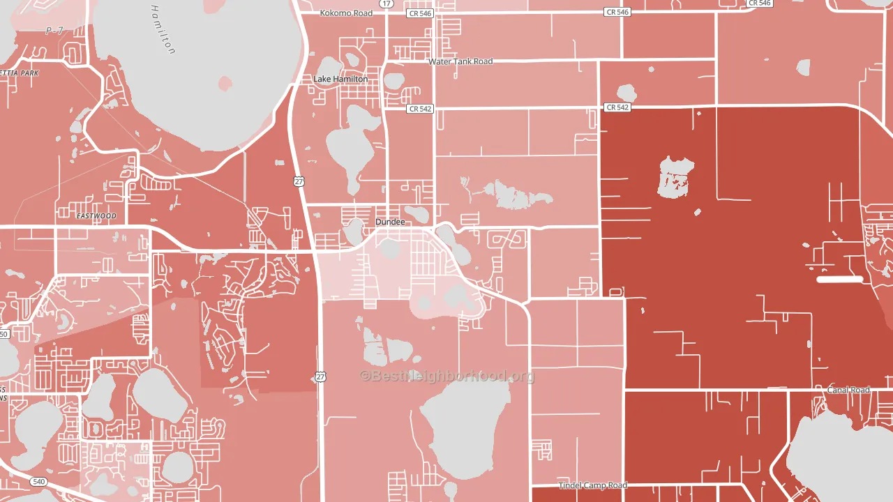 Dundee, FL block-group political-lean map